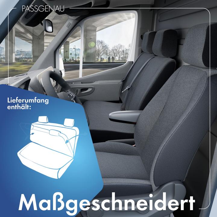 Image du produit Walser Housses de siège pour VW T6 double banquette avant rabattable polyester pour BJ 07/2015 aujourd'hui