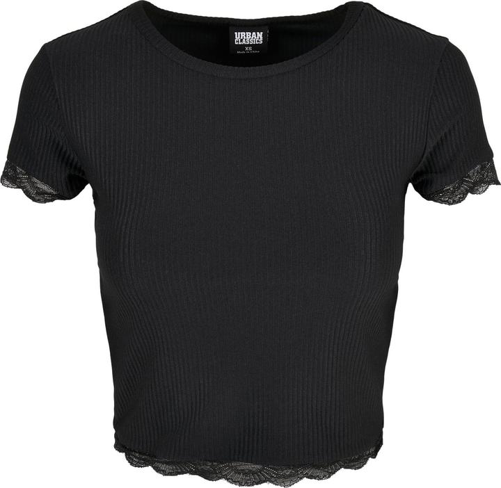 Urban Classics Ladies Cropped Lace Hem Tee