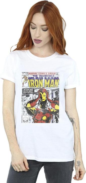 Actual product image Womens/Ladies Iron Man Head Gear Off Cotton Boyfriend T-Shirt (L)
