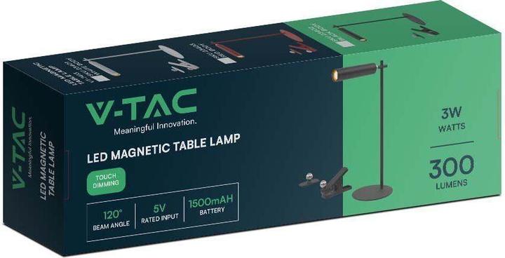 Actual product image V-TAC Lampka Biurkowa 4w1 37cm Kinkiet Klips Latarka 3W LED Czarna VT-7413 4000K 300lm (300 lm)