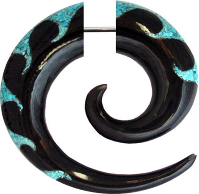 Actual product image Chaotic Trading Fake Spirale aus Horn Wellen aus Türkis Stein (without brass, Mineral, Organic)