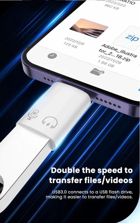 Immagine prodotto PowerGuard Adattatore per cuffie Lightning USB 3.0 Carica e dati OTG (Lightning, USB 3.0)