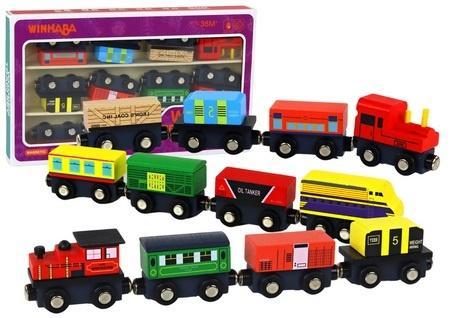 Produktbild Lean Toys Holzeisenbahn mit Magnet, 12 Stück