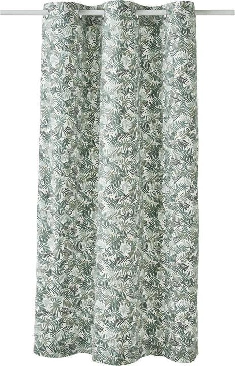 blanc laineux, vert imprimé feuilles