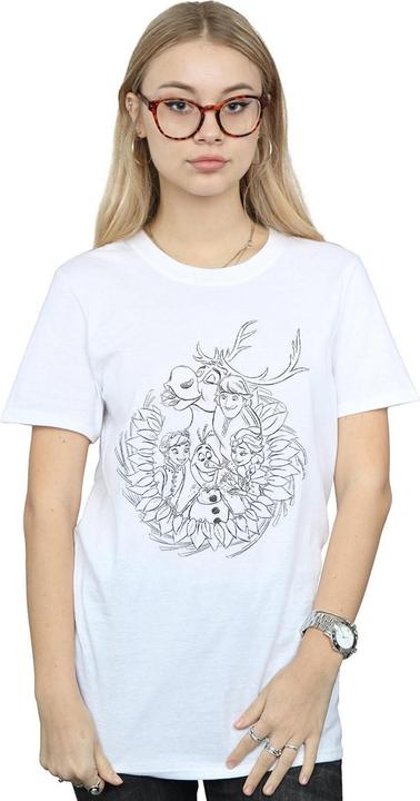 Actual product image Disney Womens/Ladies Frozen Friends Wreath Cotton Boyfriend T-Shirt (XXL)