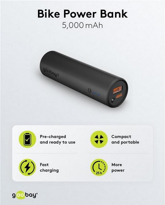 Actual product image Goobay Bike Powerbank (5000 mAh, 18.50 W, 18.50 Wh)