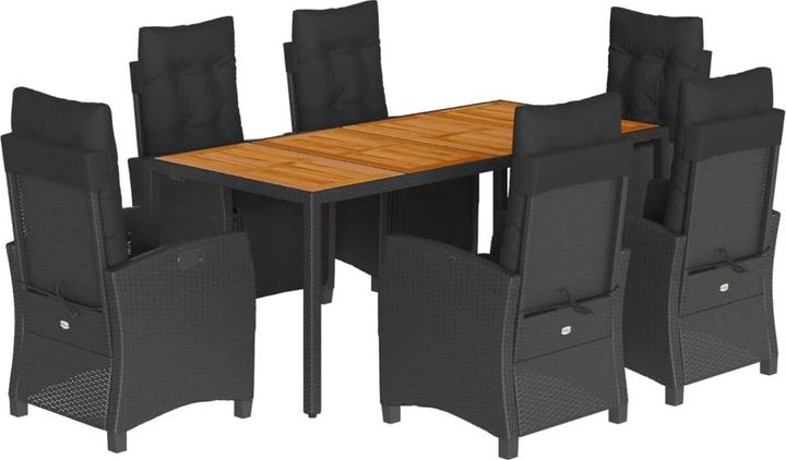 Produktbild VidaXL Gartenmöbel Essgruppe Gartengarnitur Sitzgruppe 7tlg. Schwarz Poly Rattan (90 cm)
