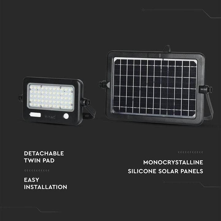 Image du produit V-TAC VT78810 Projecteur solaire à LED 10W Corps noir détachable 4000K (1100 lm, IP65)