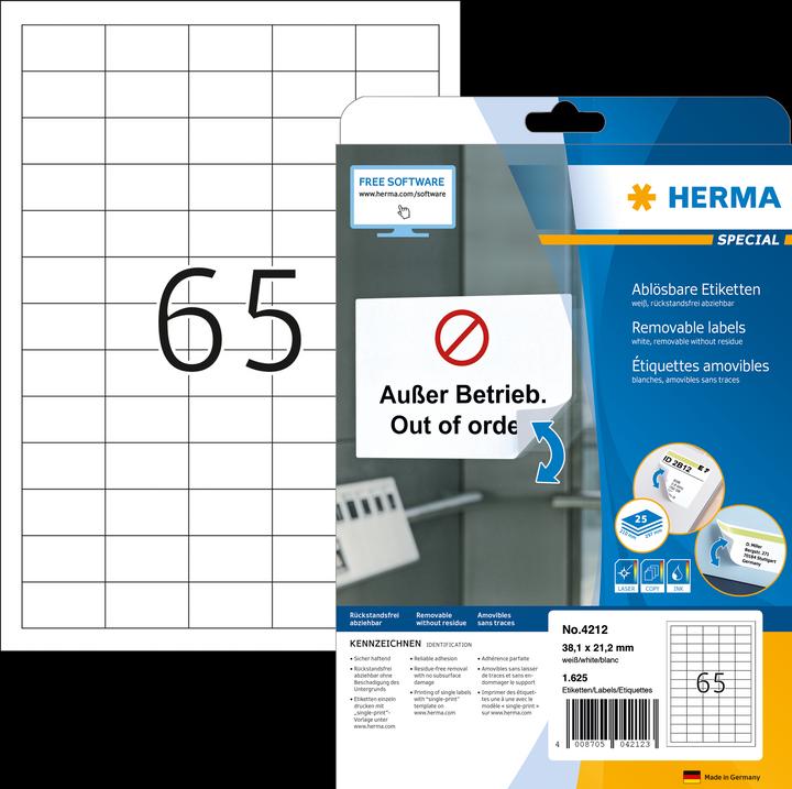 Produktbild HERMA Ablösbare Etiketten A4