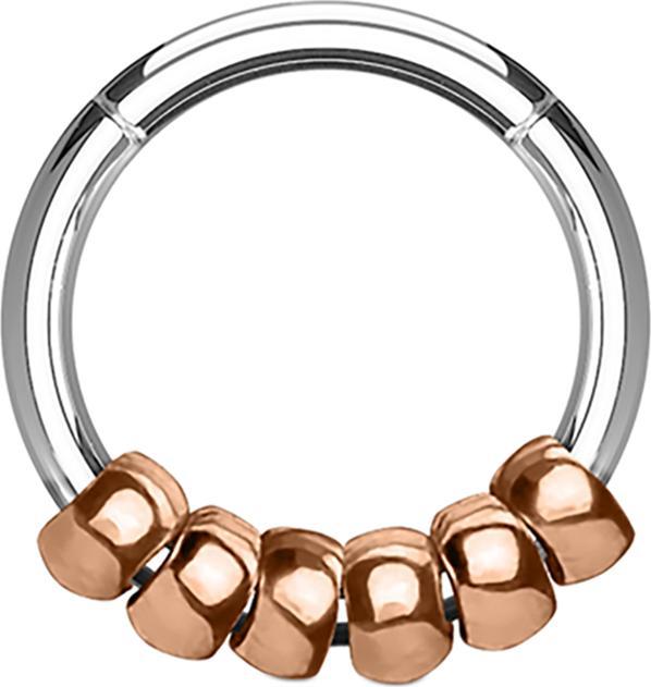 Star Piercing Micro Segmentring klappbar silber mit Stahlperlen rosegold (Chirurgenstahl 316L, ohne Messing)