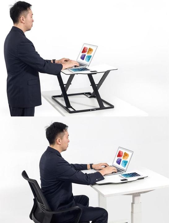 Produktbild Ergo Office Ultradünner Tischkonverter, Ständer für Arbeiten im Sitzen oder Stehen, weiss, mit Gasdru