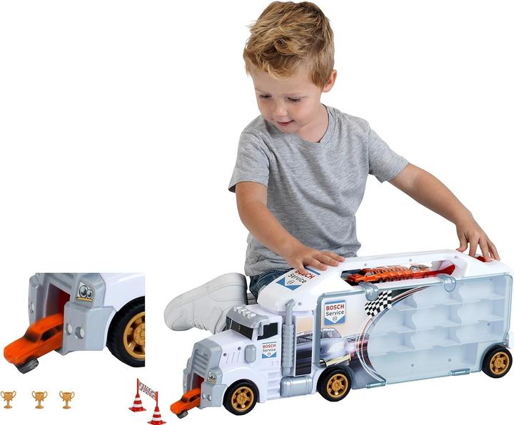 Image du produit Theo Klein 2837 Bosch Car Service Camion transporteur de voitures avec rampe de sortie intégrée | 26 compartime