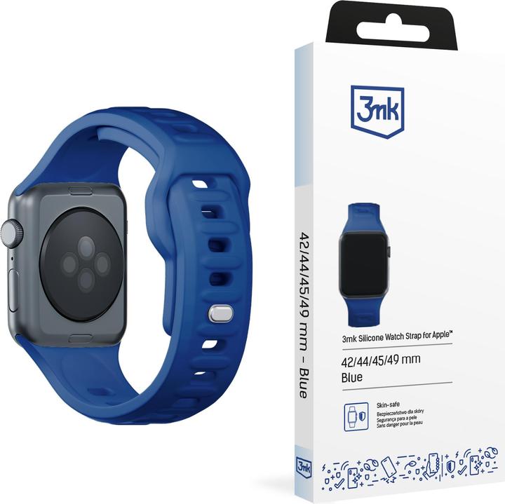 Actual product image 3MK Silicone Watch Strap Niebieski/Blue dla Apple Watch 42/44/45/49mm (Silicone, Stainless steel, 3, 4, 9, Extremist)