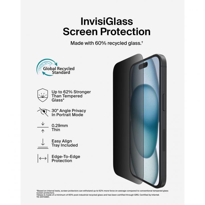 Actual product image Belkin Screenforceinvisiglass (1 Piece, Apple iPhone 16 Plus)