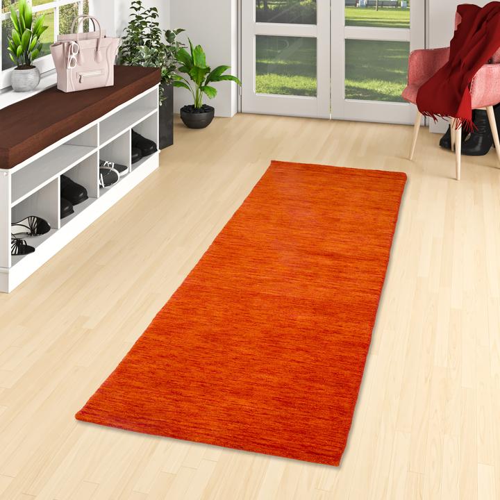 Produktbild Pergamon Wolle Natur Teppich Läufer Gabbeh Maya Einfarbig (90 x 160 cm)