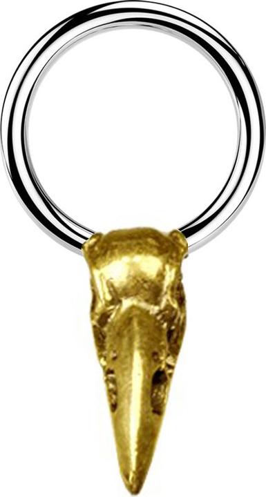 Actual product image Star Piercing Micro Closure Ring silber Krähenschädel vergoldet (Surgical steel 316L, Brass)