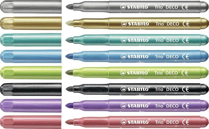 Actual product image STABILO Trio DECO Metallic Felt Tip Pen (Multicoloured, 8 x)