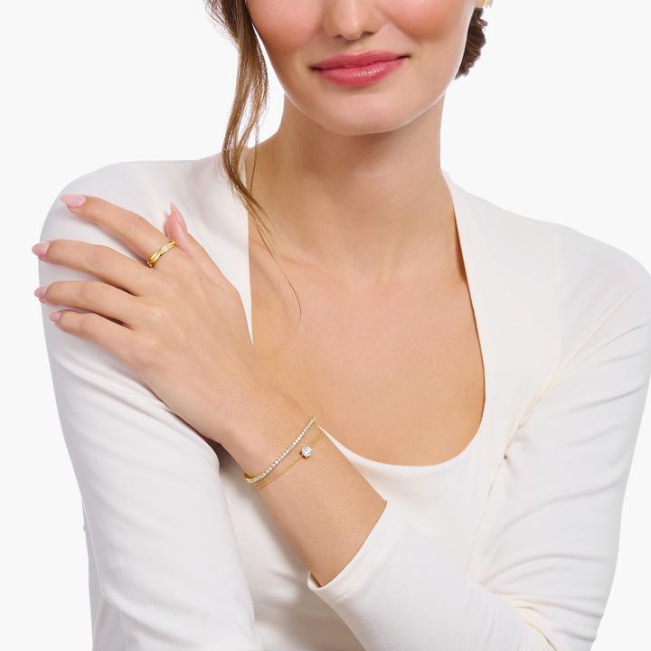 Produktbild Thomas Sabo Armband mit weissem Zirkonia-Anhänger vergoldet (19 cm, 750 Gelbgold Vergoldung, 925 Sterlingsilber)