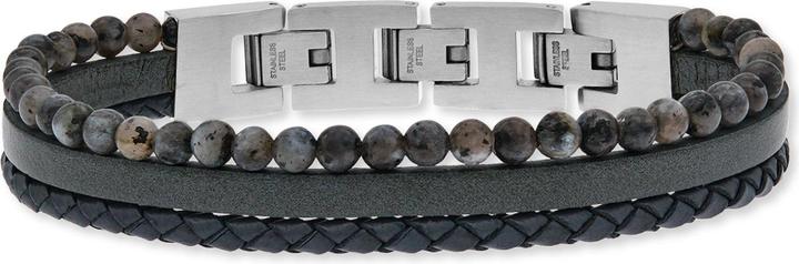 Image du produit Save Brave Bracelet SBB-TYLER-GR Hommes (18.50 cm, Acier inoxydable, Cuir, Pierres)