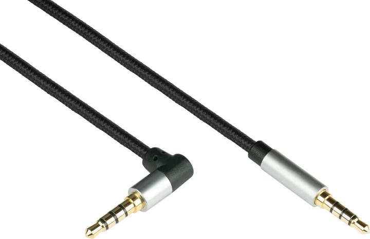 Python Audio Anschlusskabel High-Quality, 4-poliger 3,5mm Klinkenstecker an Klinkenstecker gewinkelt, Texti (1 m)