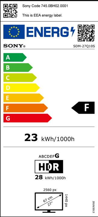 Label énergétique Sony Inzone M10S (2560 x 1440 pixels, 27")