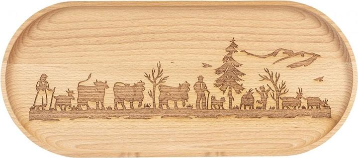 Produktbild Kadastar Holzteller ovalAlpaufzug Familie, gross, Buche, 35 x 15 cm