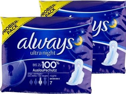 Produktbild Always Ultra 7's Night w. Wings - Bundle (1 x, Damenbinden)