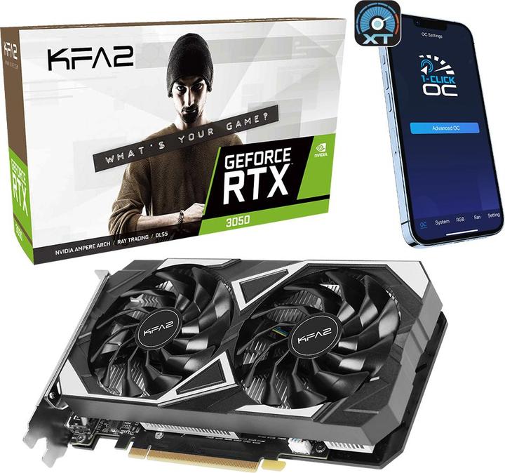 Actual product image KFA2 GeForce RTX 3050 EX 1-Click OC (6 GB)