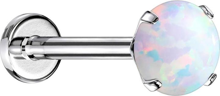 Produktbild Star Piercing Micro Threadless Labret silber Opal weiss gefasst (ohne Messing, Chirurgenstahl 316L)