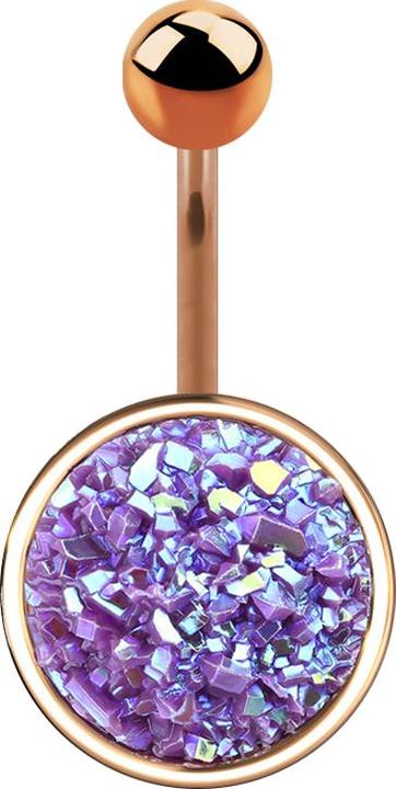 Produktbild Star Piercing Banane rosegold mit Druse Stein violett (Chirurgenstahl 316L, Messing)