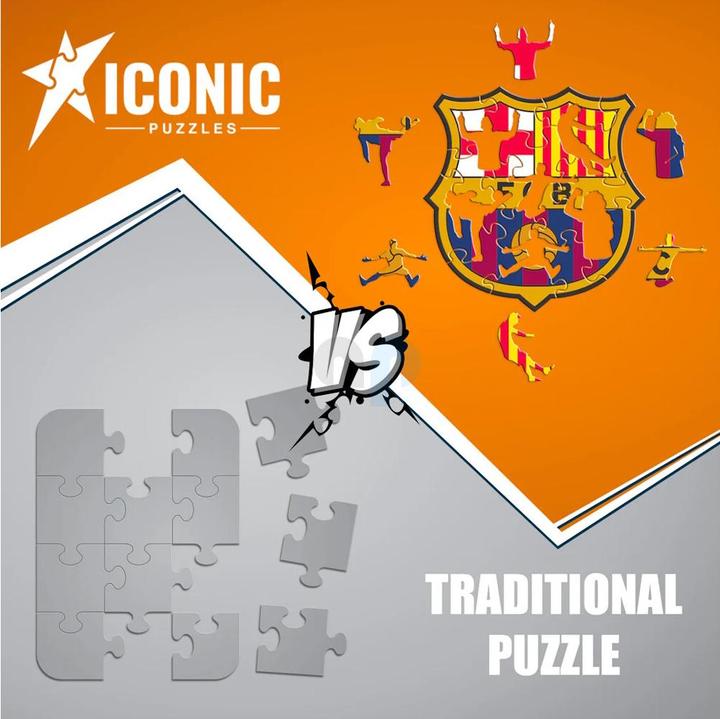 Actual product image Iconic FC Barcelona - Logo - Wooden Puzzle Size M (270 pieces) (270 pieces)