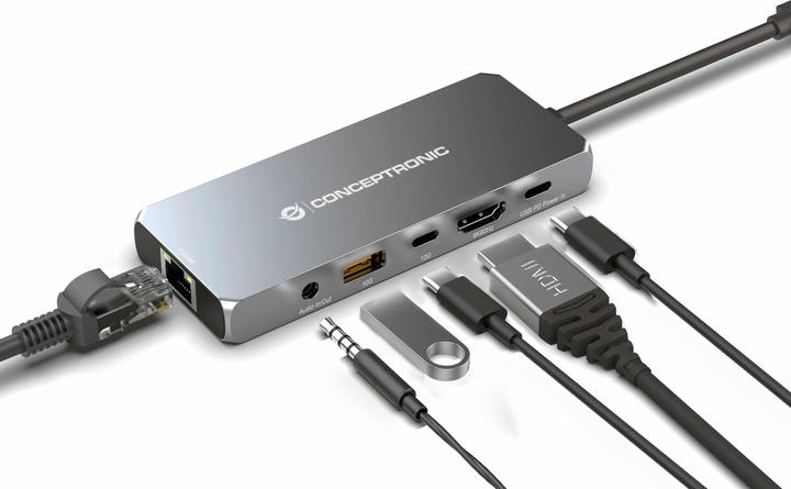 Produktbild Conceptronic Dock USB-C->HDMI,2.5GbE,USBC/3.0,100WPD0.18m gr (USB-C, 1 Ports)