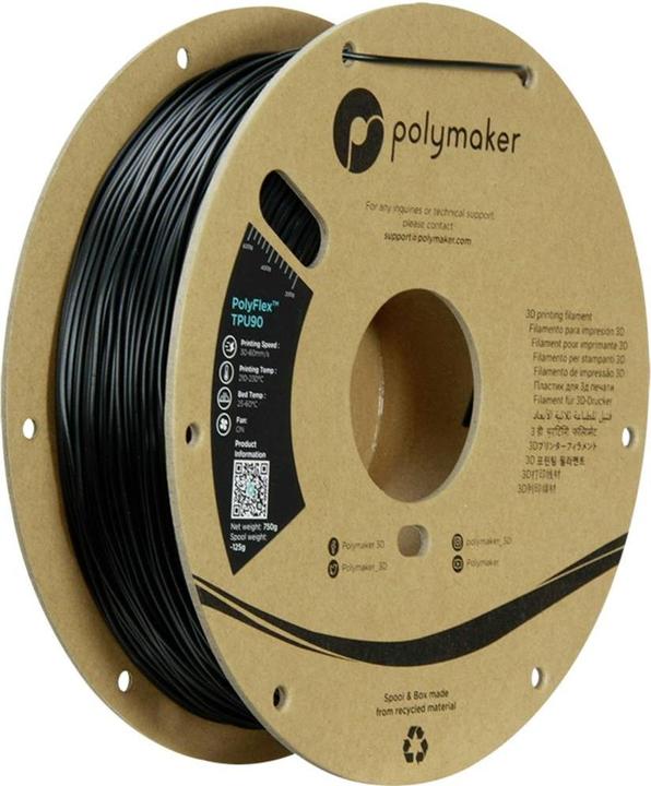 Immagine prodotto Polymaker PolyFlex TPU-90A Nero-1,75mm-750g (TPU, 1.75 mm, 750 g, Nero)