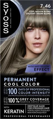 Syoss Permanent Cool Color farba do włosów 7-46 Chłodny Średni Blond (7-46 Chłodny Średni Blond)