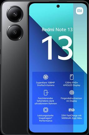 Produktbild Xiaomi Redmi 13 (128 GB, Schwarz, 6.79", Dual SIM, 108 Mpx, 4G)