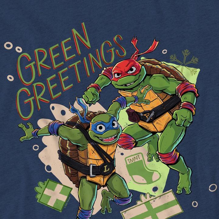 Actual product image Teenage Mutant NT Unisex Adult Christmas Greetings Leonardo & Raphael T-Shirt (XL)