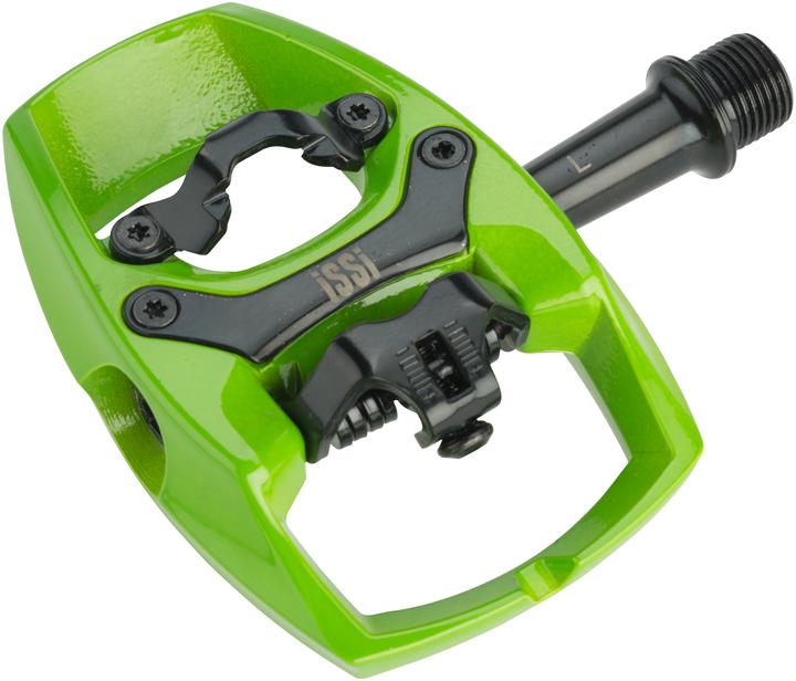 Actual product image iSSi Flip II SPD hybrid pedal for MTB/Trekking/City (Bearing/Bushing). Lime Green.
