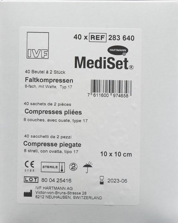 Produktbild Mediset Faltkompressen Watte Typ 17