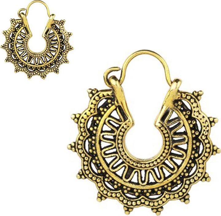 Produktbild Star Piercing Ohrring vergoldet Blume mit Sonne (Messing)