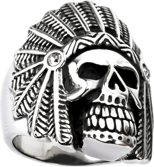 Produktbild Star Piercing Ring silber Apache Totenkopf mit Kristall silber (60, Stahl)