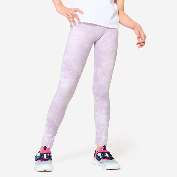 Actual product image Decathlon Children's breathable leggings - purple print (12, 13, 14)