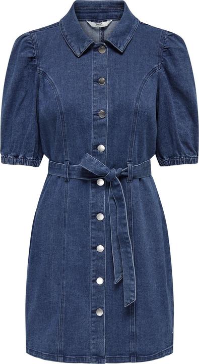 Actual product image Only Regular fit Round neck Elasticated cuffs Puff sleeves Short dress Denim dress (XL)