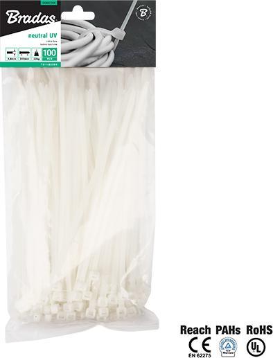 Actual product image Bradas TS1148350N Cable tie transparent 100 pieces - Cable tie (transparent, 1 head), CE, PAHs, 3 (350 mm, 100 pcs.)