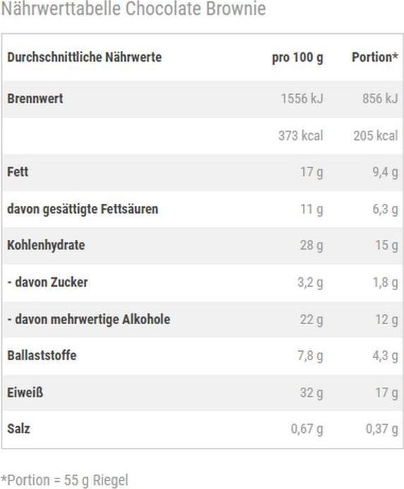 Nährwerte und Zutaten Body Attack YamBam Crunch Bar (55G) (Schokolade, Brownie, 1 Stk., 55 g)