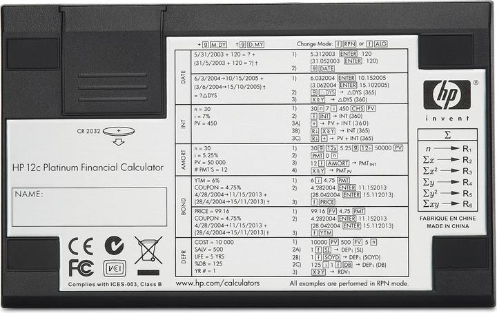 Produktbild HP 12c (Batterien)