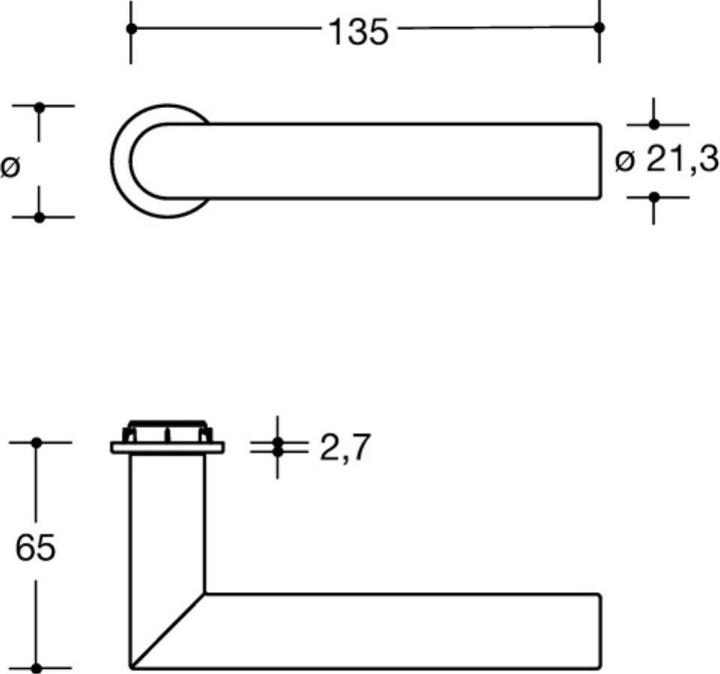 Image du produit Hewi Paire de béquilles de porte 162PCM / 162XAM acier inoxydable XA avec mini-rosace de béquille tige (Garniture de porte)