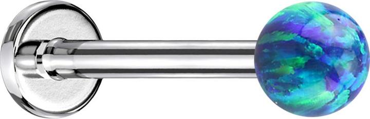 Actual product image Star Piercing Micro Labret silver with ball Opal blue (without brass, Surgical steel 316L)