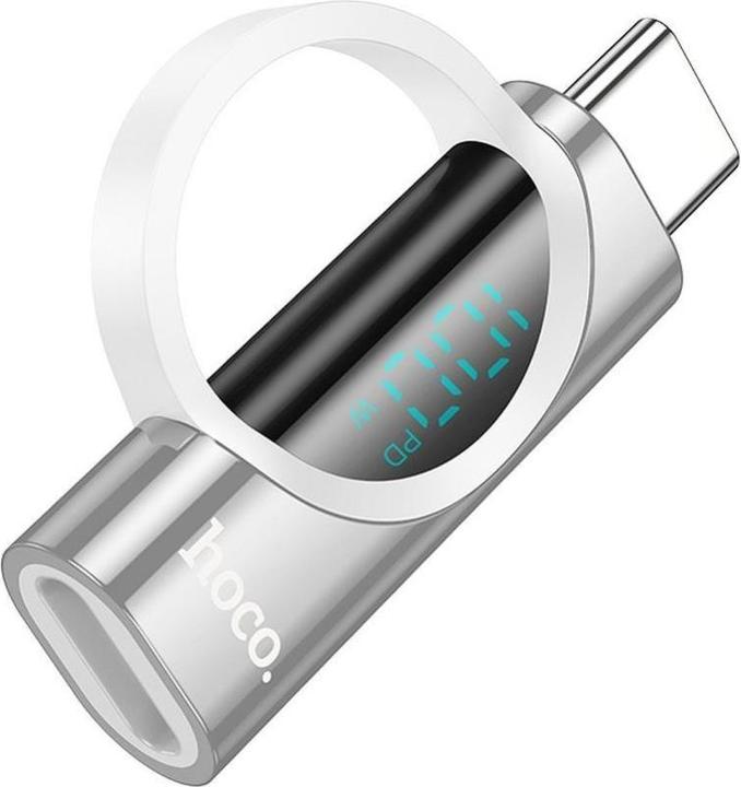 Produktbild Hoco Cable adapter Type C (male) to Type C (female) with digital display 5A 100W UA32 silver