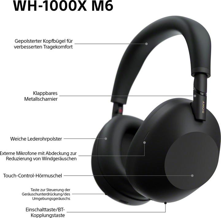 Productafbeelding Sony WH-1000XM6 (30 h, Draadloze, Bedraad)