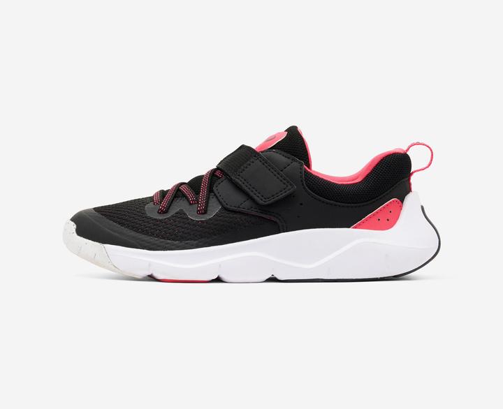 Image du produit Decathlon Chaussures de sport enfants lacets élastiques velcro - Playful Fast noir/rose (33)